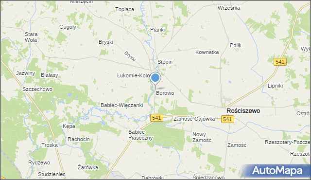 mapa Borowo, Borowo gmina Rościszewo na mapie Targeo