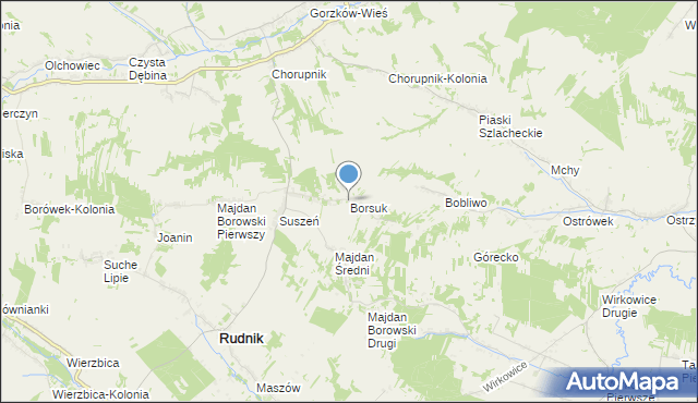 mapa Borsuk, Borsuk gmina Gorzków na mapie Targeo