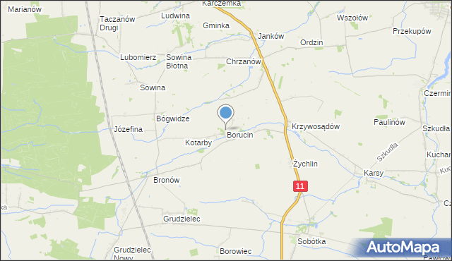 mapa Borucin, Borucin gmina Pleszew na mapie Targeo