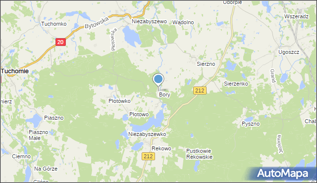 mapa Bory, Bory gmina Bytów na mapie Targeo