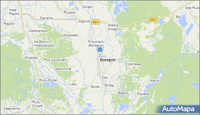 mapa Borzęcin, Borzęcin powiat brzeski na mapie Targeo