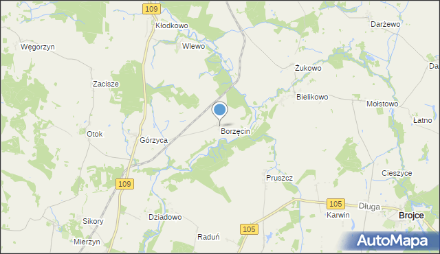 mapa Borzęcin, Borzęcin gmina Gryfice na mapie Targeo