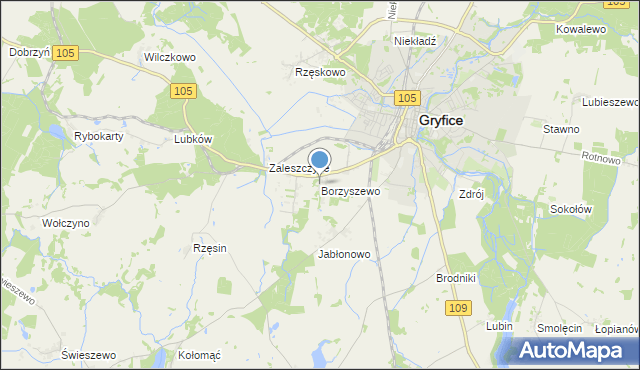 mapa Borzyszewo, Borzyszewo gmina Gryfice na mapie Targeo