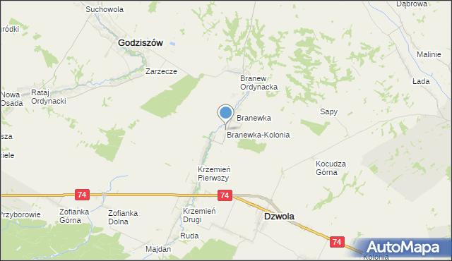 mapa Branewka-Kolonia, Branewka-Kolonia na mapie Targeo