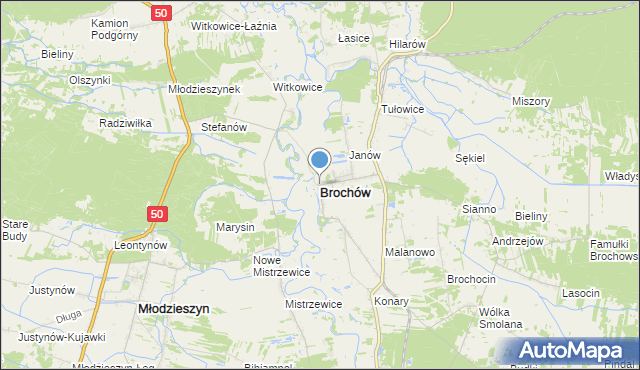 mapa Brochów, Brochów powiat sochaczewski na mapie Targeo