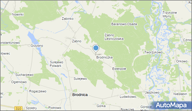 mapa Brodniczka, Brodniczka gmina Brodnica na mapie Targeo