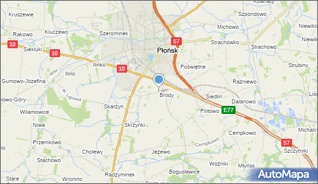 mapa Brody, Brody gmina Płońsk na mapie Targeo