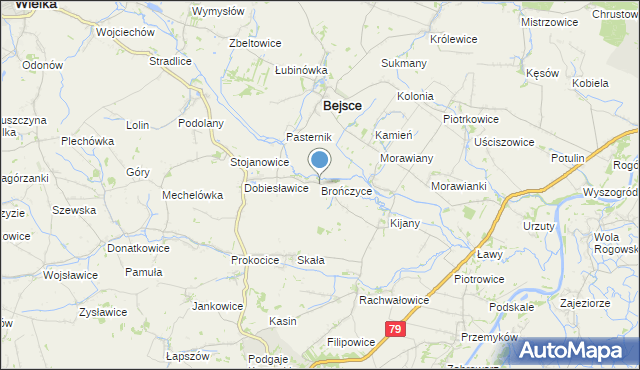 mapa Brończyce, Brończyce gmina Bejsce na mapie Targeo