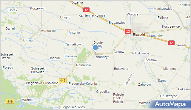 mapa Brończyn, Brończyn na mapie Targeo