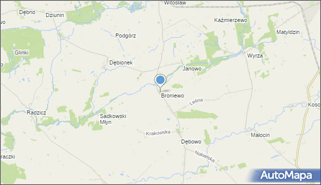 mapa Broniewo, Broniewo gmina Sadki na mapie Targeo