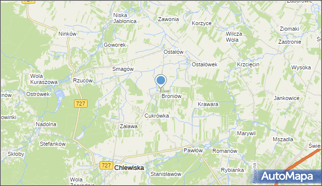 mapa Broniów, Broniów na mapie Targeo