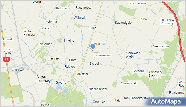 mapa Bronisławów, Bronisławów gmina Łanięta na mapie Targeo