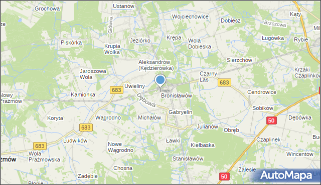 mapa Bronisławów, Bronisławów gmina Prażmów na mapie Targeo