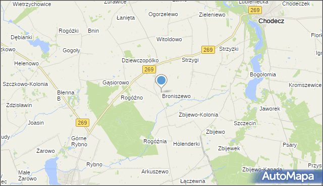 mapa Broniszewo, Broniszewo gmina Przedecz na mapie Targeo