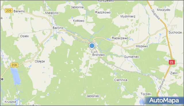 mapa Bronowo, Bronowo gmina Kępice na mapie Targeo