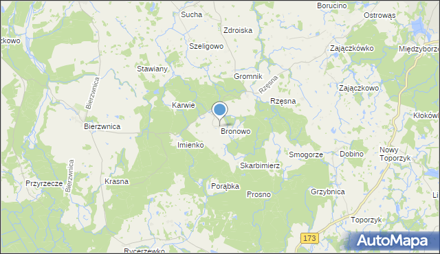 mapa Bronowo, Bronowo gmina Połczyn-Zdrój na mapie Targeo