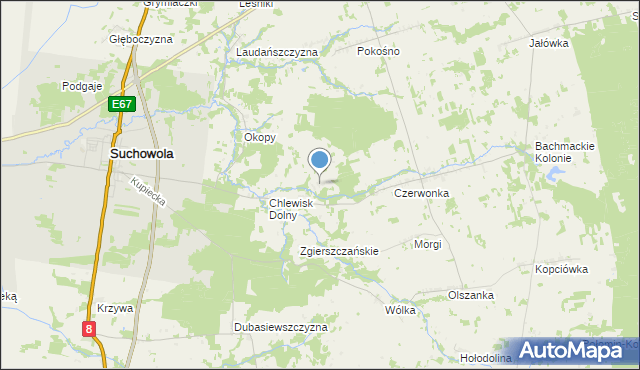 mapa Brukowo, Brukowo na mapie Targeo