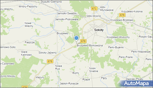 mapa Bruszewo-Borkowizna, Bruszewo-Borkowizna na mapie Targeo