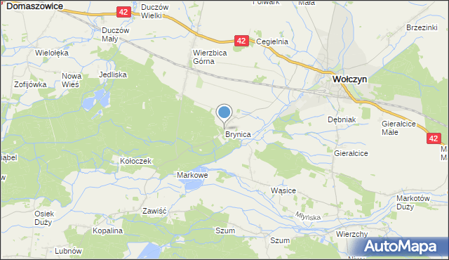 mapa Brynica, Brynica gmina Wołczyn na mapie Targeo