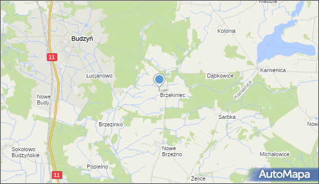 mapa Brzekiniec, Brzekiniec na mapie Targeo