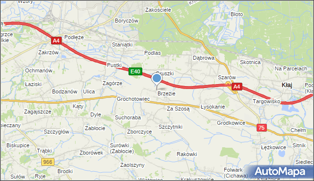 mapa Brzezie, Brzezie gmina Kłaj na mapie Targeo