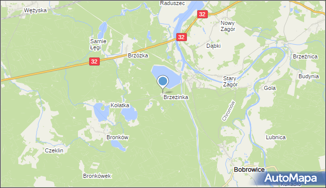 mapa Brzezinka, Brzezinka gmina Bobrowice na mapie Targeo