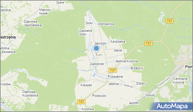 mapa Brzezinki, Brzezinki gmina Pionki na mapie Targeo