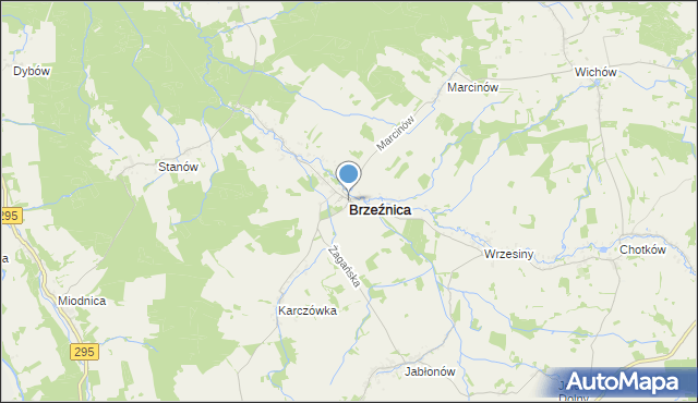 mapa Brzeźnica, Brzeźnica powiat żagański na mapie Targeo