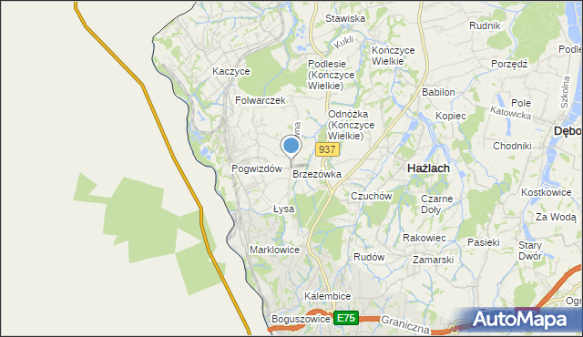 mapa Brzezówka, Brzezówka gmina Hażlach na mapie Targeo