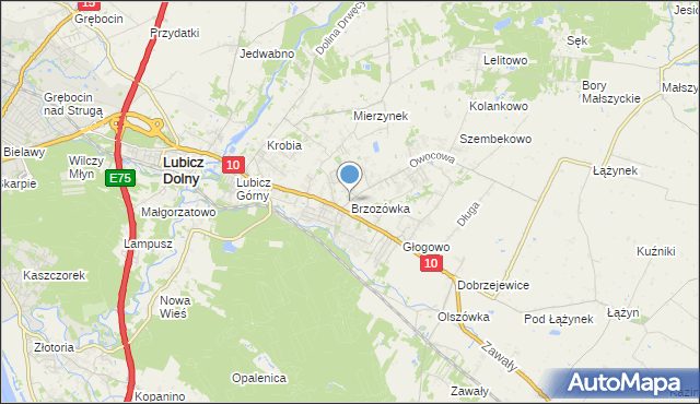 mapa Brzozówka, Brzozówka gmina Obrowo na mapie Targeo
