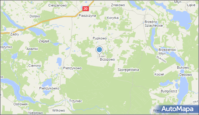 mapa Brzozowo, Brzozowo gmina Lipnica na mapie Targeo