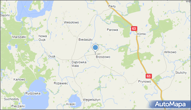 mapa Brzozowo, Brzozowo gmina Węgorzewo na mapie Targeo