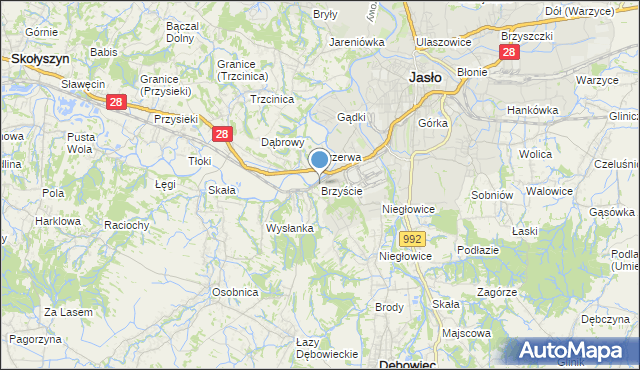 mapa Brzyście, Brzyście gmina Jasło na mapie Targeo