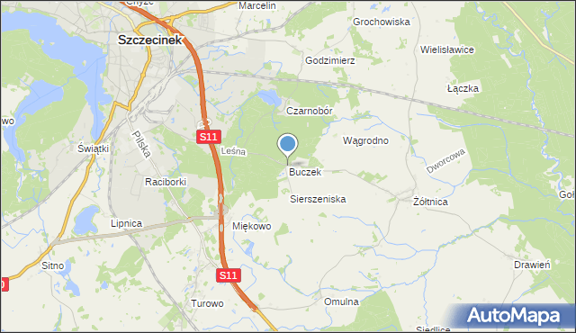 mapa Buczek, Buczek gmina Szczecinek na mapie Targeo