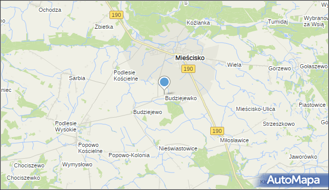 mapa Budziejewko, Budziejewko na mapie Targeo