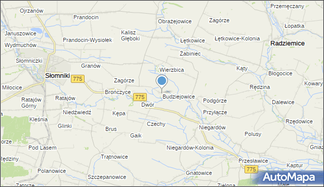 mapa Budziejowice, Budziejowice na mapie Targeo