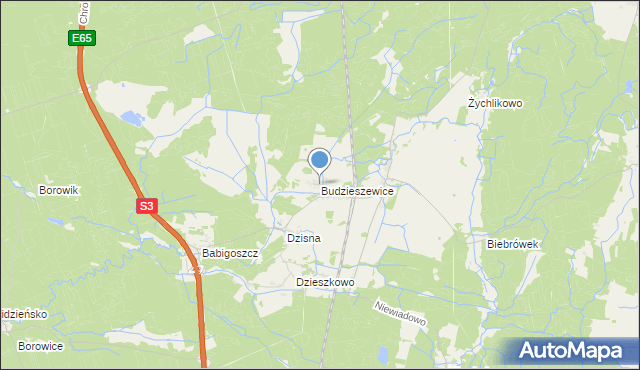 mapa Budzieszewice, Budzieszewice na mapie Targeo