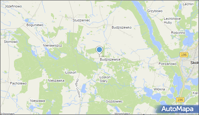 mapa Budziszewice, Budziszewice gmina Skoki na mapie Targeo