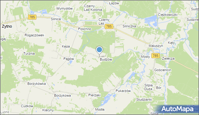 mapa Budzów, Budzów gmina Żytno na mapie Targeo