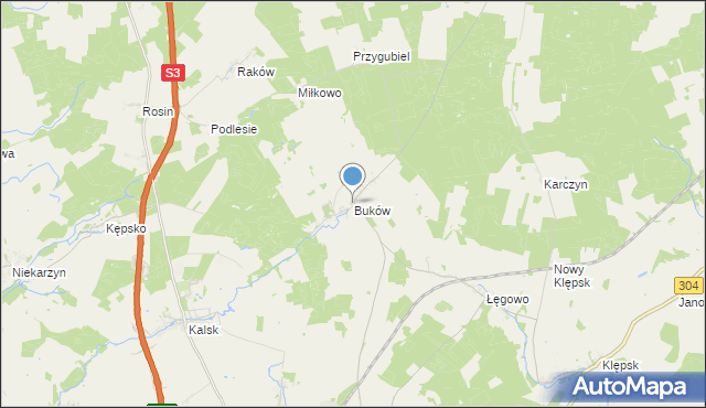 mapa Buków, Buków gmina Sulechów na mapie Targeo