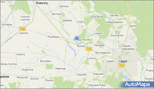 mapa Buków, Buków gmina Ujazd na mapie Targeo