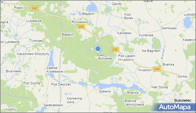 mapa Bukowiec, Bukowiec gmina Lniano na mapie Targeo