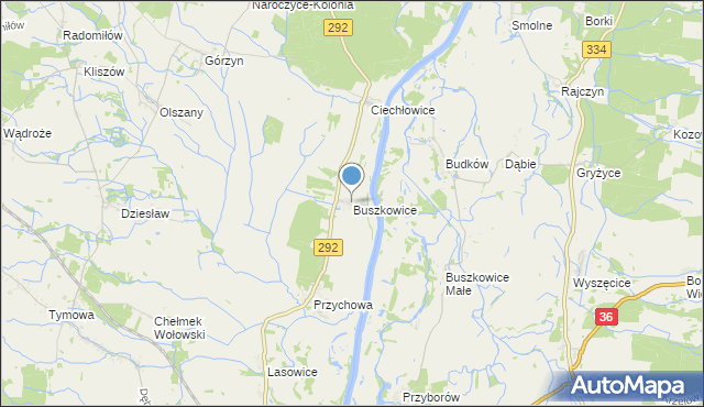 mapa Buszkowice, Buszkowice gmina Ścinawa na mapie Targeo
