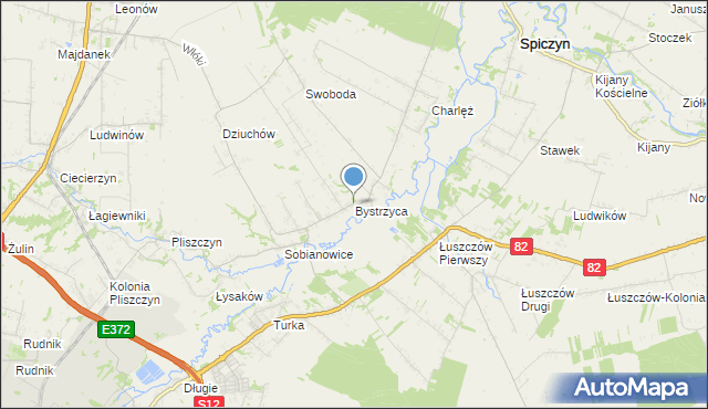 mapa Bystrzyca, Bystrzyca gmina Wólka na mapie Targeo