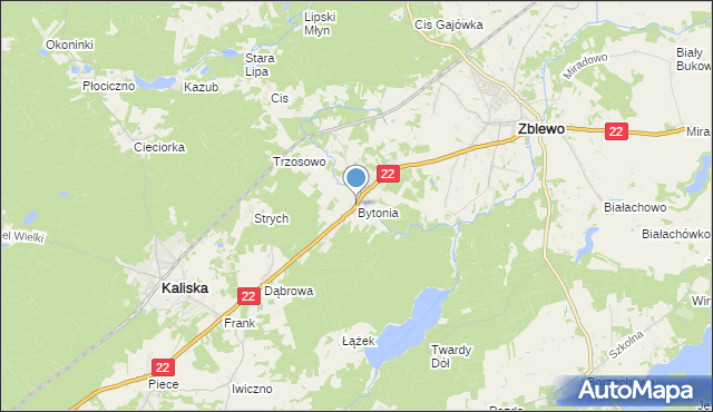 mapa Bytonia, Bytonia na mapie Targeo