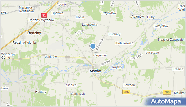 mapa Cegielnia, Cegielnia gmina Mstów na mapie Targeo