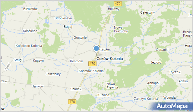 mapa Ceków-Kolonia, Ceków-Kolonia na mapie Targeo