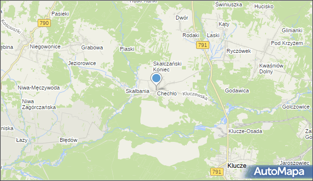 mapa Chechło, Chechło gmina Klucze na mapie Targeo