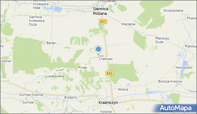 mapa Chełmiec, Chełmiec gmina Kraśniczyn na mapie Targeo