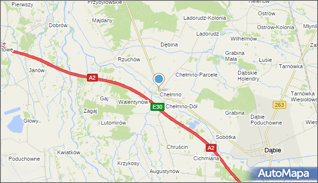 mapa Chełmno, Chełmno gmina Dąbie na mapie Targeo